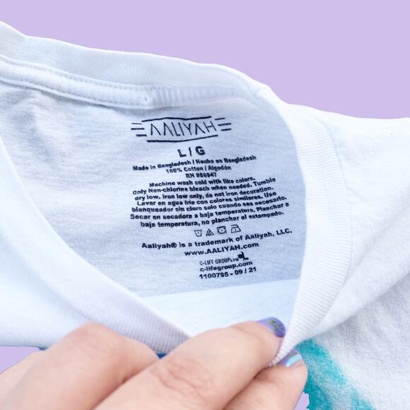 Aaliyah Airbrush Style Top T-Shirt White Size L Singer R&B 90s Y2K Band Tee - Picture 6 of 7